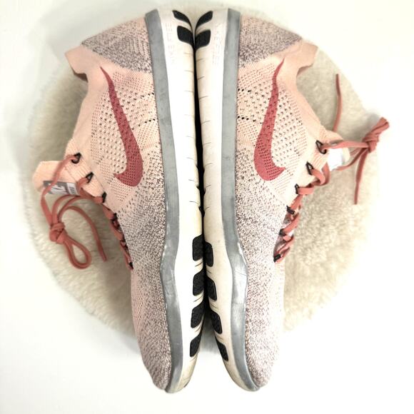 Nike Flyknit Racer Shoes Womens Size 12 Pink‎ Gray Lightweight Running Sneakers - Picture 9 of 11